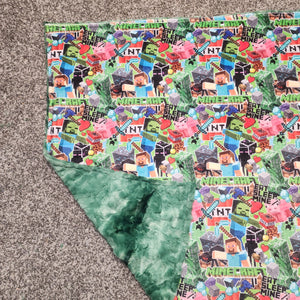 35x58 Child/Lap Size Minky Minecraft/Evergreen Galaxy