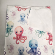 Load image into Gallery viewer, Watercolor Octopus Child / Lap Size DSM Squish Double Sided Minky No Backing Blanket 38x62