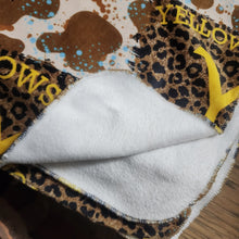 Load image into Gallery viewer, Yellowstone Cow Print Adult Size DSM Squish Double Sided Minky No Backing Blanket 60x73