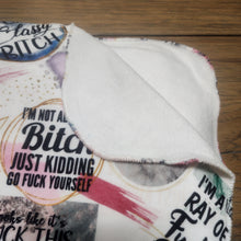 Load image into Gallery viewer, Swear Quotes Print Adult Size DSM Squish Double Sided Minky No Backing Blanket Approximately 60x72