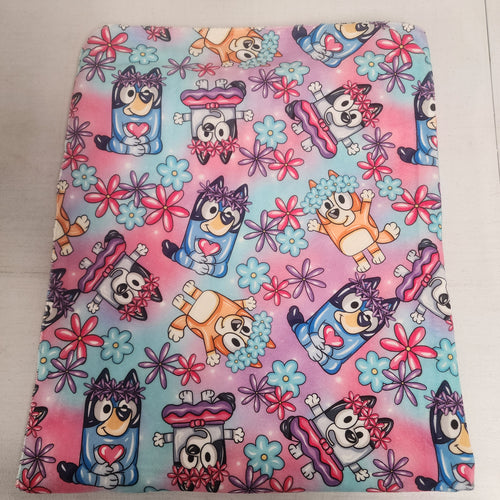 Bluey Flowers Child / Lap Size DSM Squish Double Sided Minky No Backing Blanket 36x59