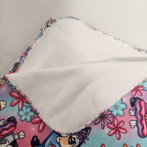 Bluey Flowers Child / Lap Size DSM Squish Double Sided Minky No Backing Blanket 36x59