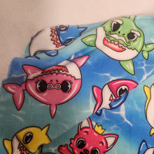 Load image into Gallery viewer, Baby Shark Fam Child / Lap Size DSM Squish Double Sided Minky No Backing Blanket 36x59