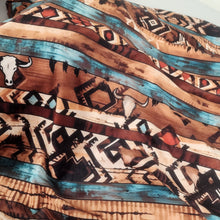 Load image into Gallery viewer, Bull Skull Stripes Adult Size DSM Squish Double Sided Minky No Backing Blanket Approximately 60x72