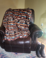 Load image into Gallery viewer, Bull Skull Stripes Adult Size DSM Squish Double Sided Minky No Backing Blanket Approximately 60x72