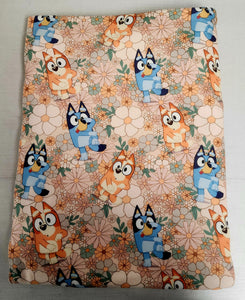Bluey Floral Adult Size DSM Squish Double Sided Minky No Backing Blanket Approximately 60x72
