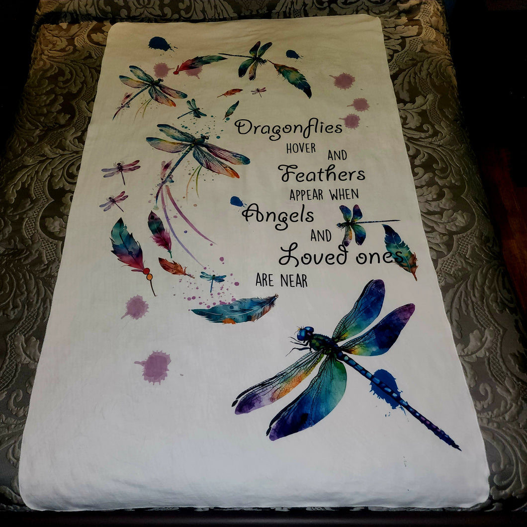 Dragonflies Child / Lap Size DSM Squish Double Sided Minky No Backing Blanket 36x59