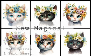 Cat Squares 6Pack  1 Yard Panel