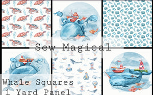 Whale Squares 6Pack  1 Yard Panel