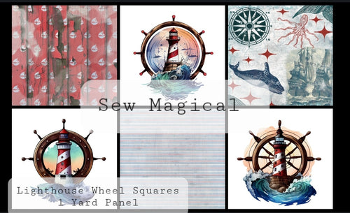 Lighthouse Wheel Squares 6Pack  1 Yard Panel