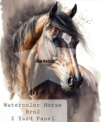 Watercolor Horse Brn2 2 Yard Panel