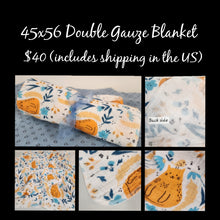 Load image into Gallery viewer, Orange Cat Double Gauze Blanket 45x56