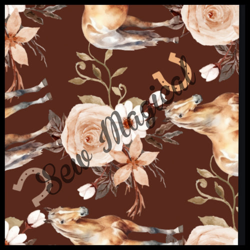 Horse Floral Brown Rotate