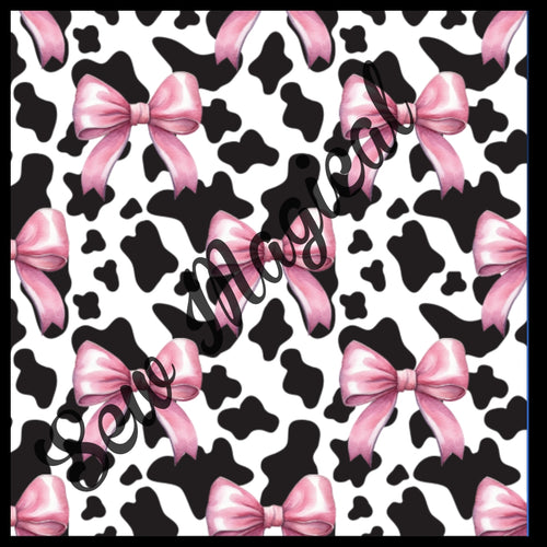 Tiny Pink bows Cow print