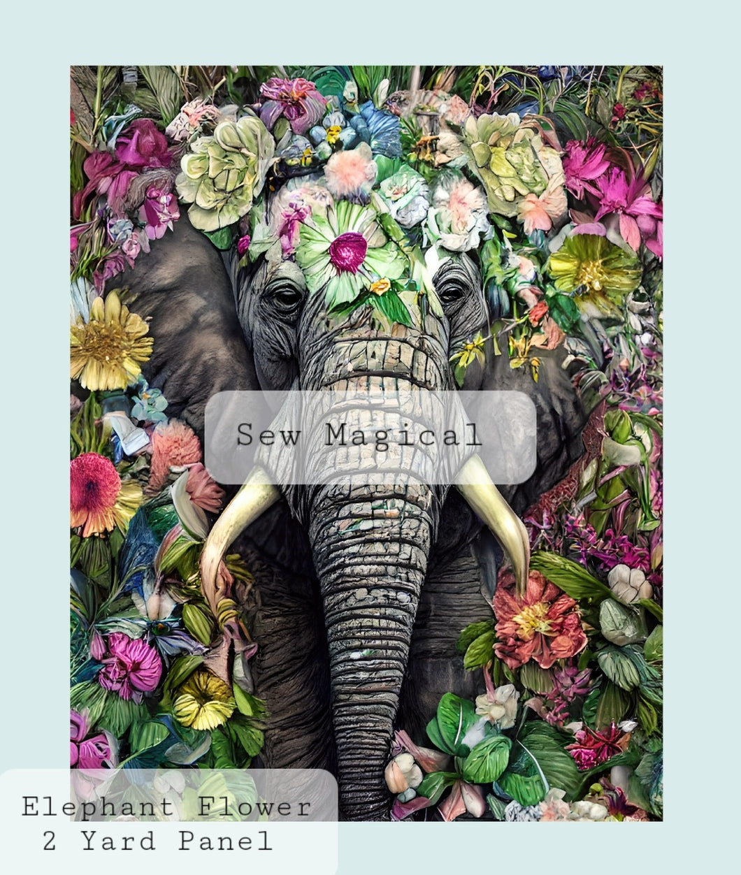 Elephant Flowers 2 Yard Panel