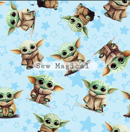 Baby Yoda Blue Stars