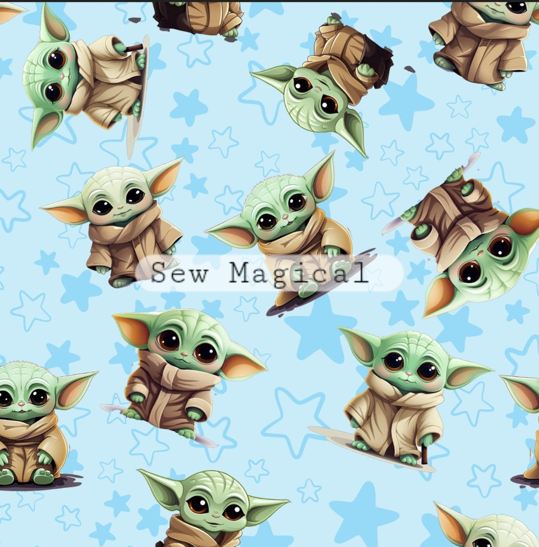 Baby Yoda Blue Stars