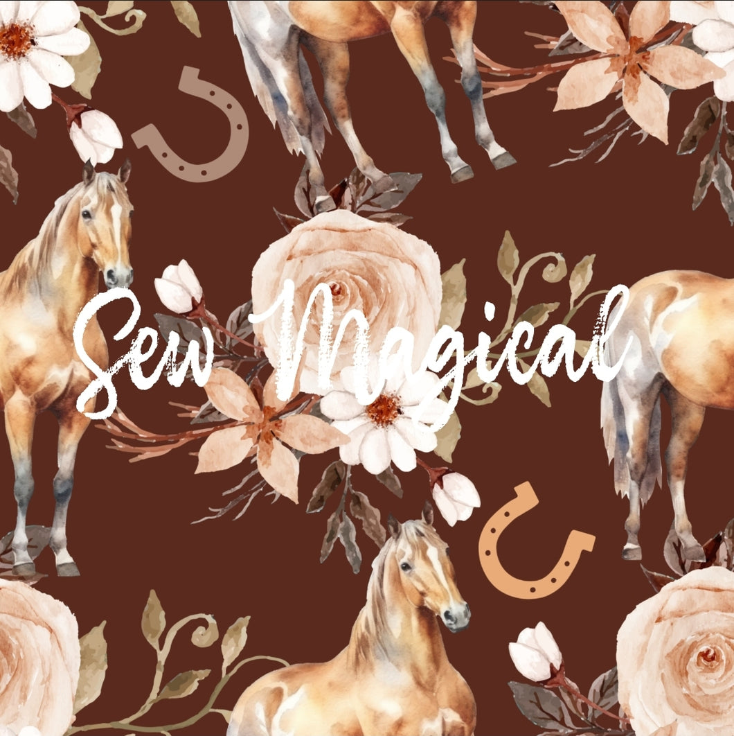 Horse Floral Brown