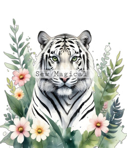 White Tiger Floral 2 Yard Panel