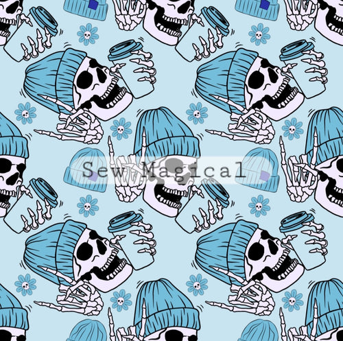 Skull Beanie Blue