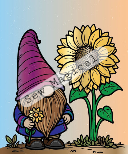 Gnome Sunflower Sunset 1 Yard Panel