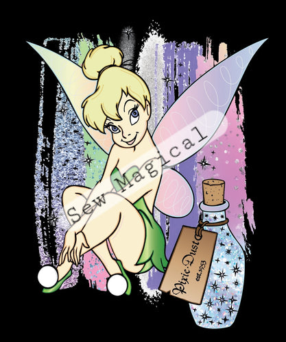 Tinkerbell Dust Blk 1 Yard Panel