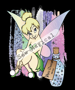 Tinkerbell Dust Blk 1 Yard Panel