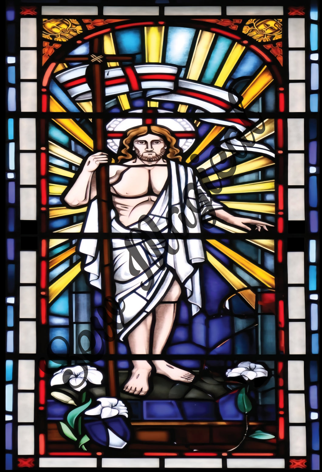 Jesus Stained Glass 2.5 Yard Panel 90