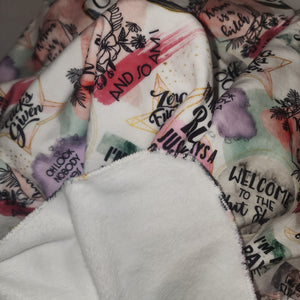 Swear Quotes Print Adult XL Size DSM Squish Double Sided Minky No Backing Blanket Approximately 60x90