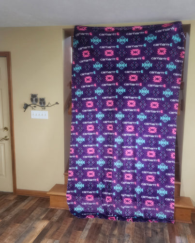 Carhartt Aztec Purple Adult XL Size DSM Squish Double Sided Minky No Backing Blanket Approximately 60x90