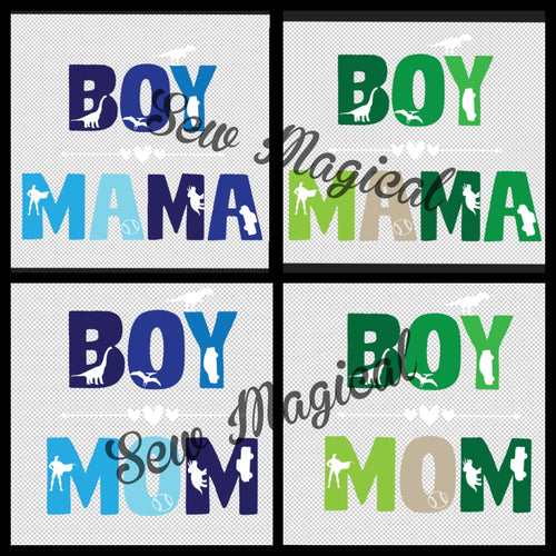 Boy Mama Boy Mom 4 Images Digital File PNG