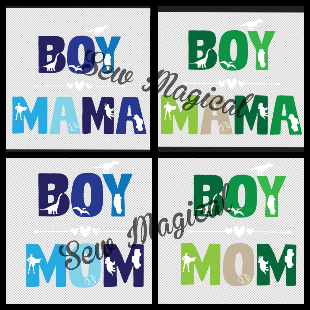 Boy Mama Boy Mom 4 Images Digital File PNG