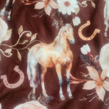 Load image into Gallery viewer, Brown Horse Floral Child / Lap Size DSM Squish Double Sided Minky No Backing Blanket 36x60