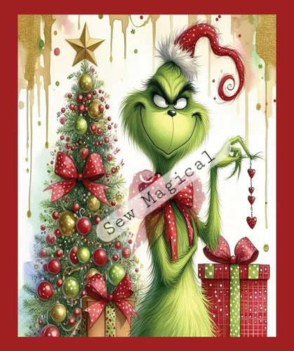 Grinch Gift 1 Yard Panel