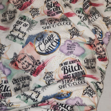 Load image into Gallery viewer, Swear Quotes Print Adult XL Size DSM Squish Double Sided Minky No Backing Blanket Approximately 60x90