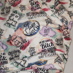Swear Quotes Print Adult XL Size DSM Squish Double Sided Minky No Backing Blanket Approximately 60x90