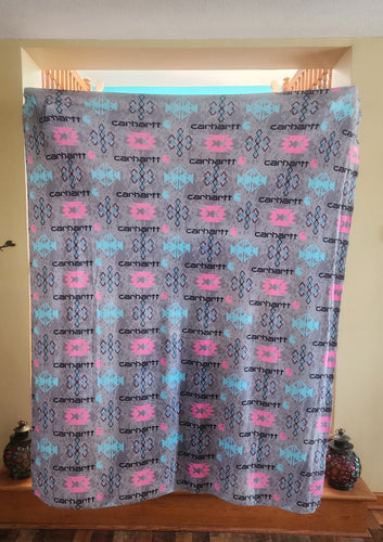 Carhartt Grey Adult Size DSM Squish Double Sided Minky No Backing Blanket Approximately 60x72