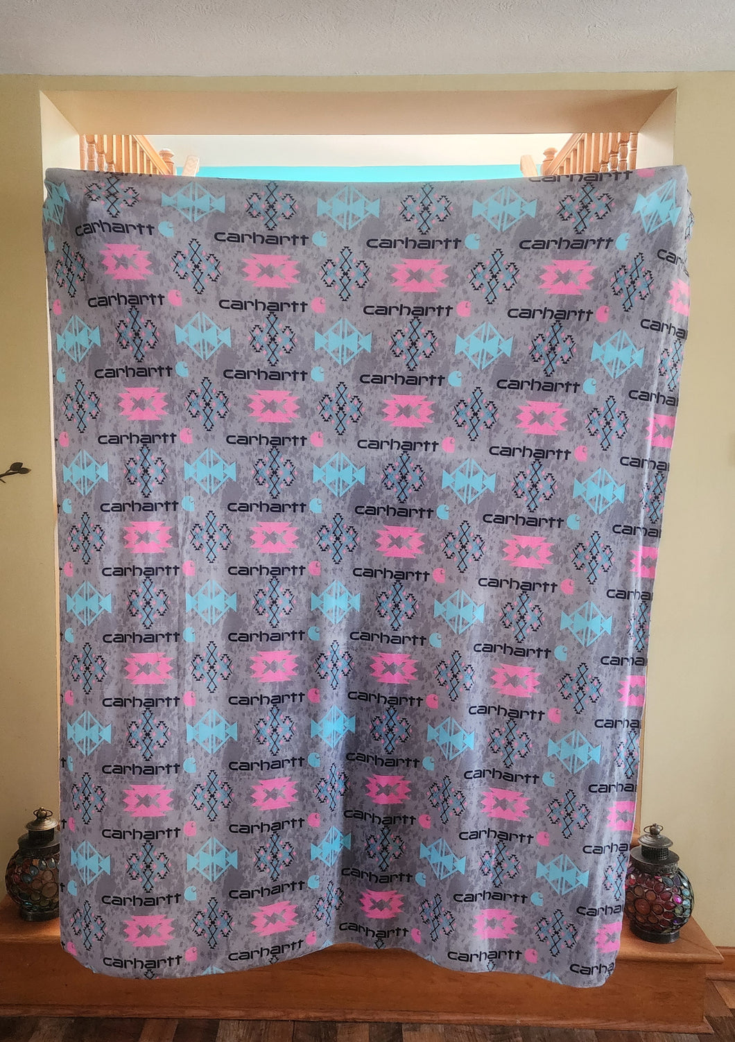 Carhartt Grey Adult Size DSM Squish Double Sided Minky No Backing Blanket Approximately 60x72