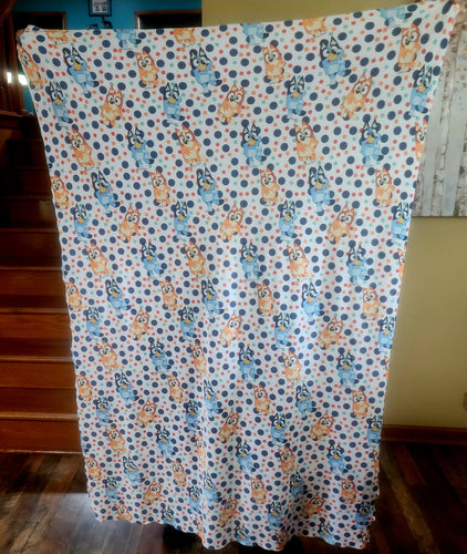 Bluey Dots Child / Lap Size DSM Squish Double Sided Minky No Backing Blanket 36x59