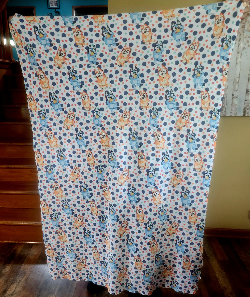 Bluey Dots Child / Lap Size DSM Squish Double Sided Minky No Backing Blanket 36x59