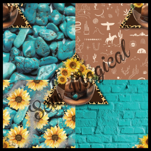 Turquoise Squares Hat