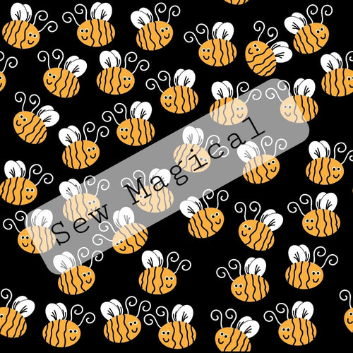 Bees 3 Seamless Digital File Black Background