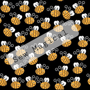 Bees 3 Seamless Digital File Black Background