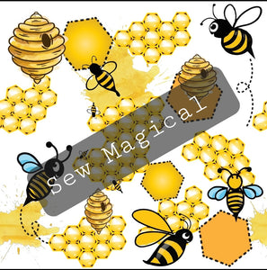 Bees Seamless Digital File White Background