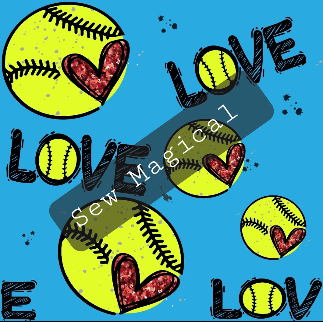 Softball Seamless Digital File Blue Background